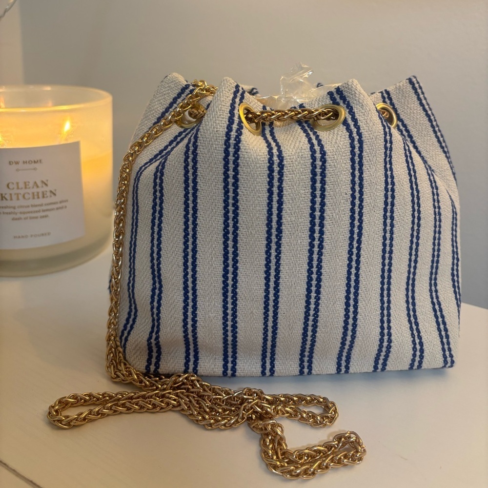 Striped Blue and White Women's Bag - Picture 10 of 13